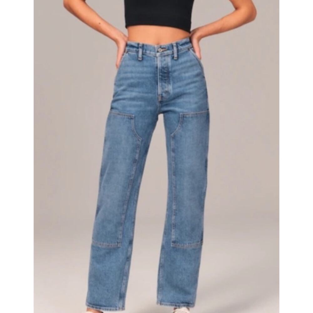 Abercrombie & Fitch The Dad High Rise Cowboy Jeans Double Knee Curve Love 25/0